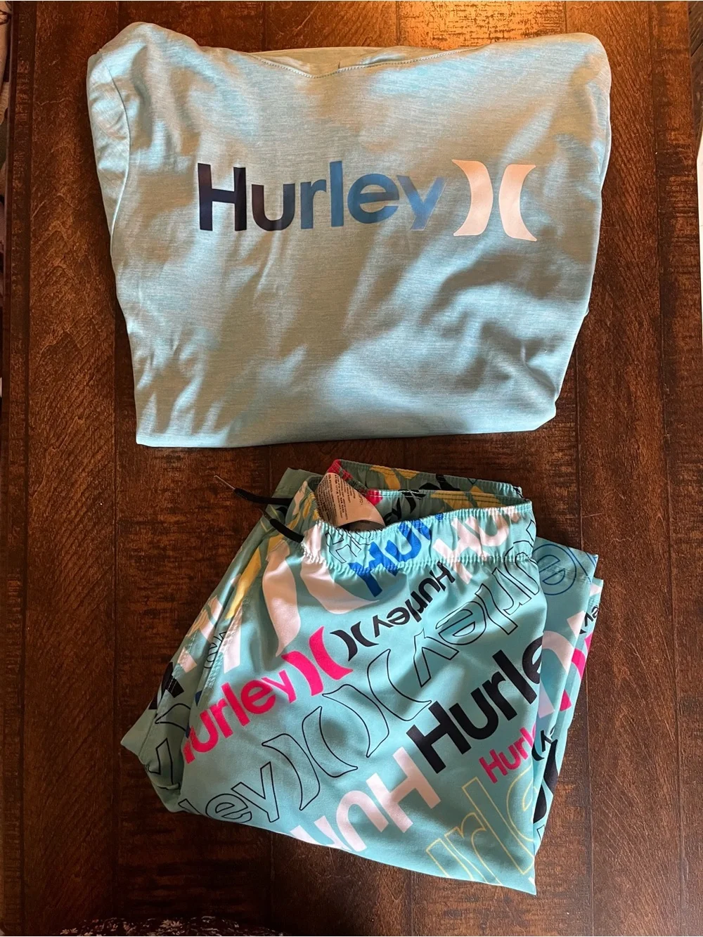HURLEY SWIM TRUNKS & SUN SHIRT HOODIE YOUTH LARGE